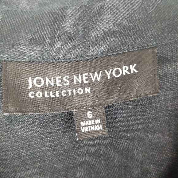 Jones NY Womens 100% Linen Blazer Jacket Size 6 Black Button Breathable Neutral - Picture 7 of 9